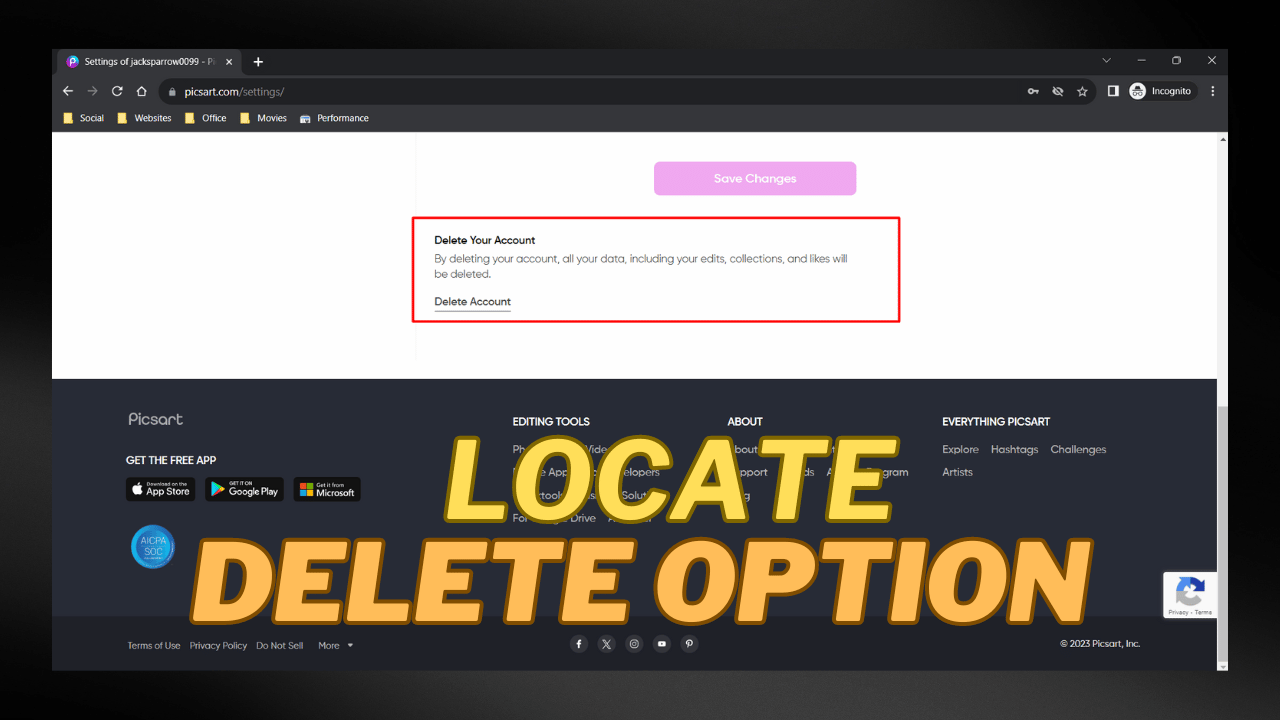 Locate Delete Option