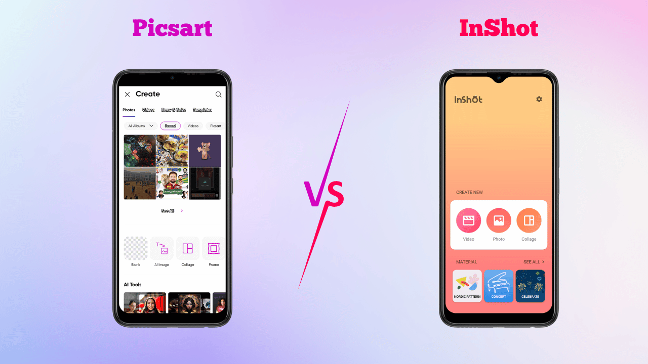 PicsArt vs. Inshot: User Interface