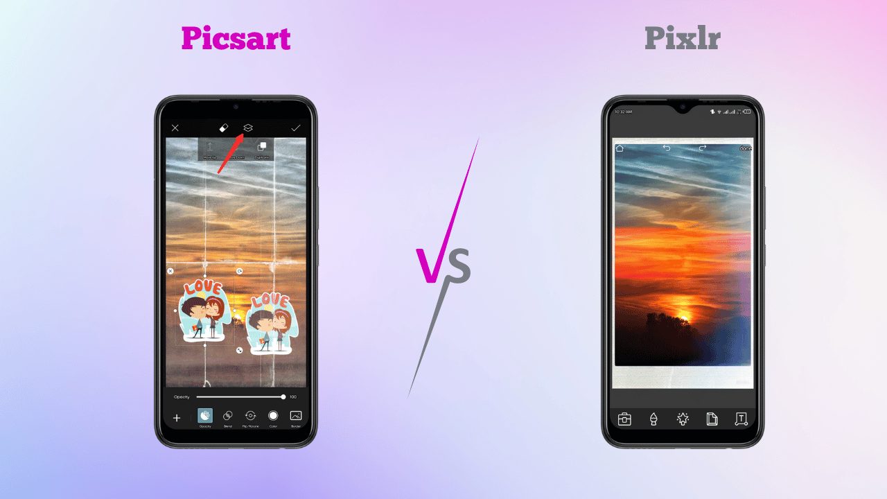 PicsArt vs. Pixlr: Layers